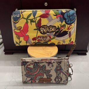 Sakroots Yellow and Beige Floral Wallet Set